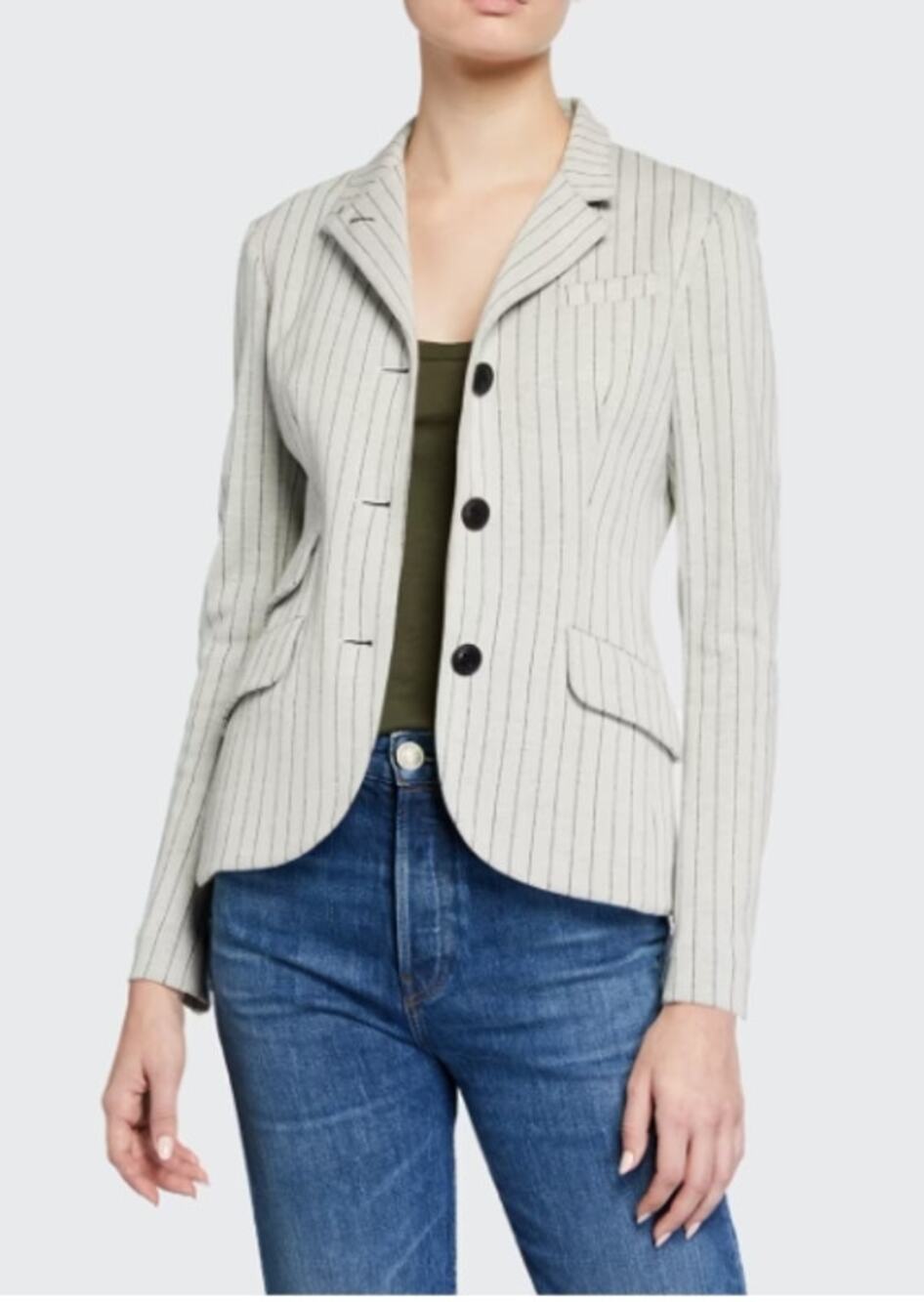 Rag & Bone Jennie Tan Slade Cotton Pointe Pinstriped Blazer Sz10 Luxury Capsule